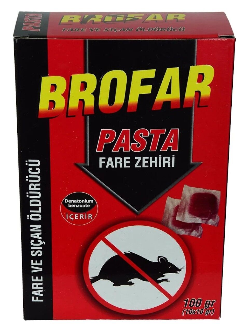 As İlaç Brofar Fare ve Sıçan Öldürücü Pasta 100 gr (10 Adet x 10 Gr)