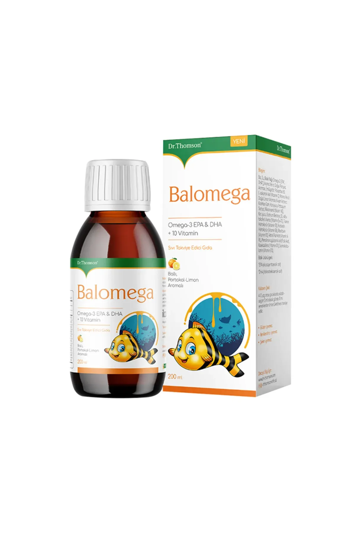 Biolabor Balomega Ballı Portakal Limon Aromalı Sıvı Takviye Edici Gıda 200 ml